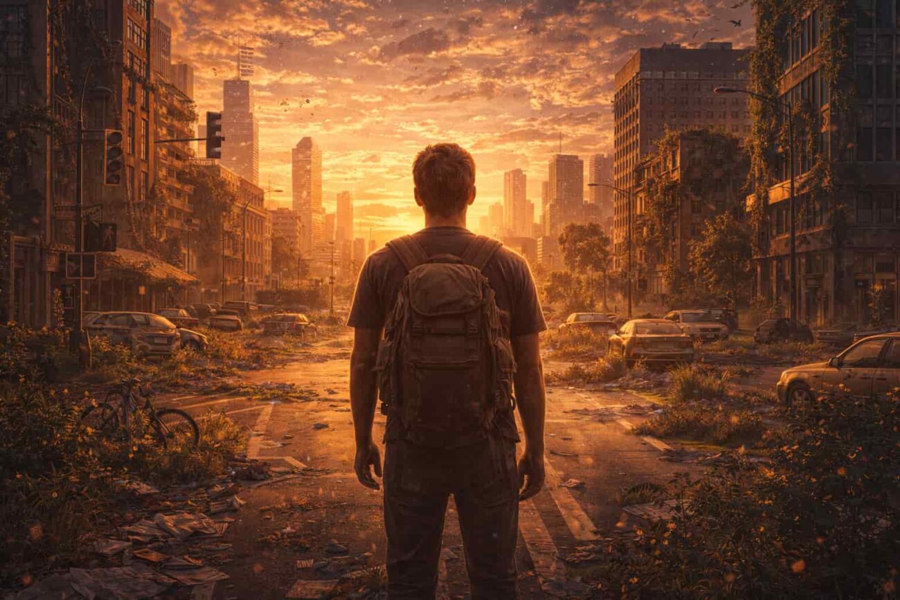 Last Person on Earth Standing in a Silent City