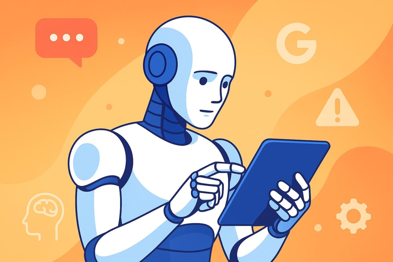 A futuristic robot using a tablet represents Agentic AI technology and how artificial intelligence is becoming more autonomous. This colorful digital illustration shows a humanoid robot interacting with a smart device, symbolizing AI in daily life and autonomous AI systems that make independent decisions. The artwork visually explains Agentic AI simply, highlighting how AI control systems learn, adapt, and take action without human input. It captures the idea of smart automation and the future of AI, where machines think, decide, and evolve like intelligent agents. curiouxify