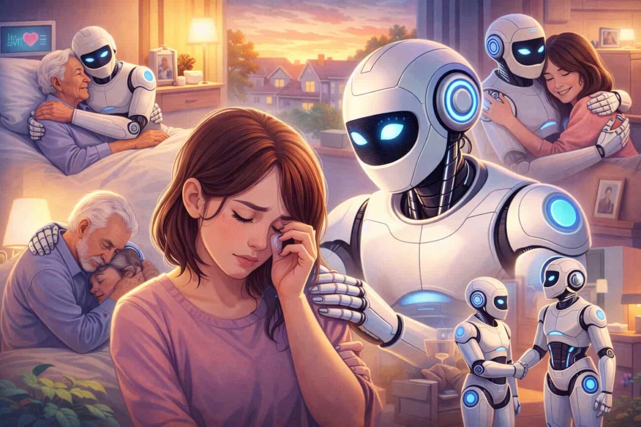 emotional robots providing emotional support to humans using AI to understand feelings and reduce loneliness