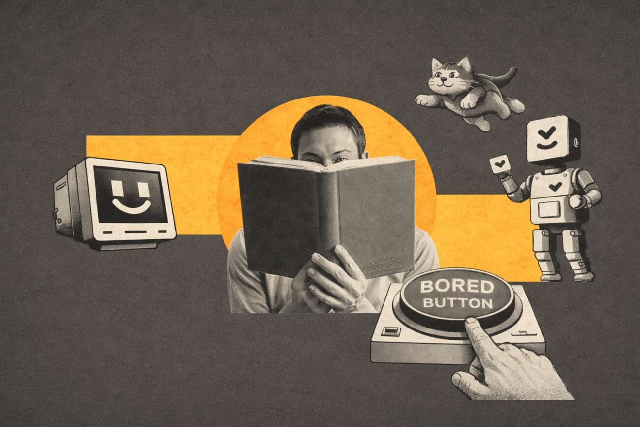 minimal retro collage of weird websites and random fun internet concepts internet is free boredom website to check