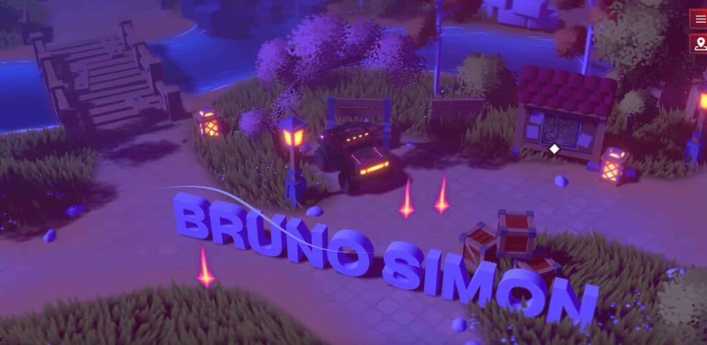 Bruno Simon portfolio interactive 3D car driving website experience curiouxify how to create bruno simon websites