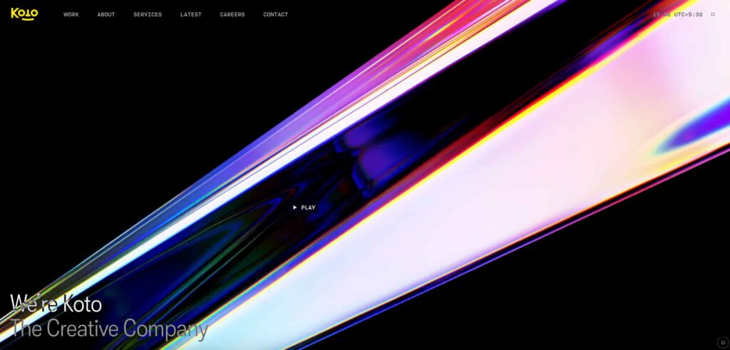 KOTO Studio interactive website with bold typography, smooth animations, and modern user interaction design 