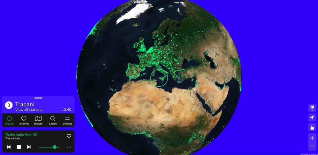 Radio Garden interactive globe one of the best websites when bored to explore global music stations radio online in india 