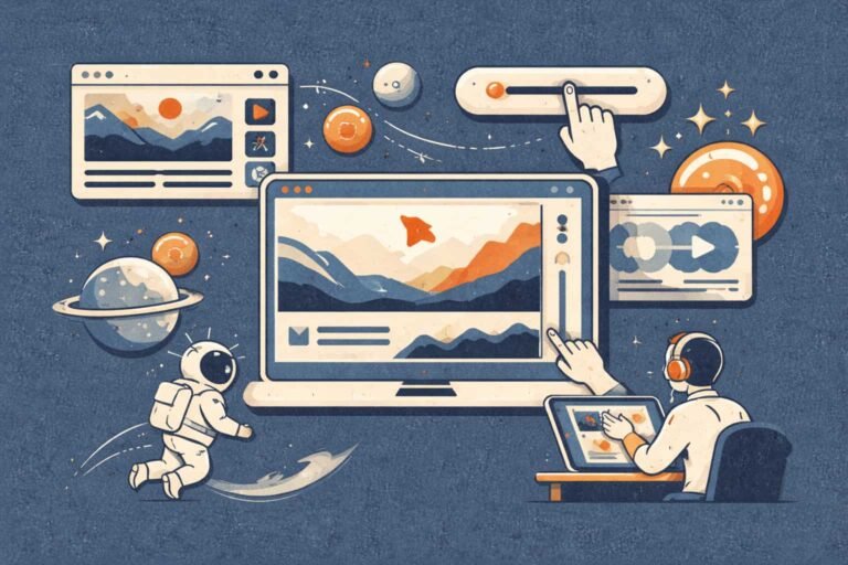 Scroll-driven website layout with animated transitions and interactive storytelling