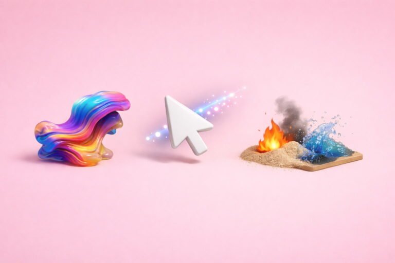 Website interface reacting to mouse movement with interactive visual effects