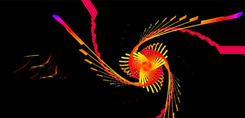 Interactive Particle Lines example with click-based particle movement pysch website dont click