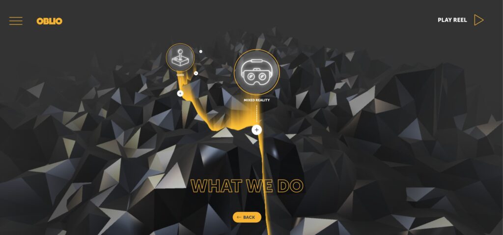 Oblio website example of scroll-based interactive websites with smooth animations websites
