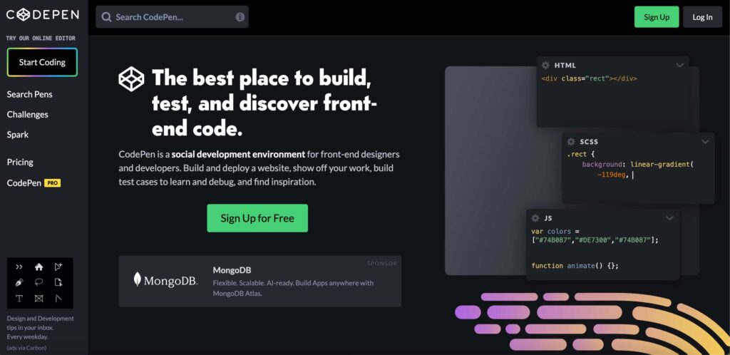 interactive websites for developers using CodePen live demos developers websites 