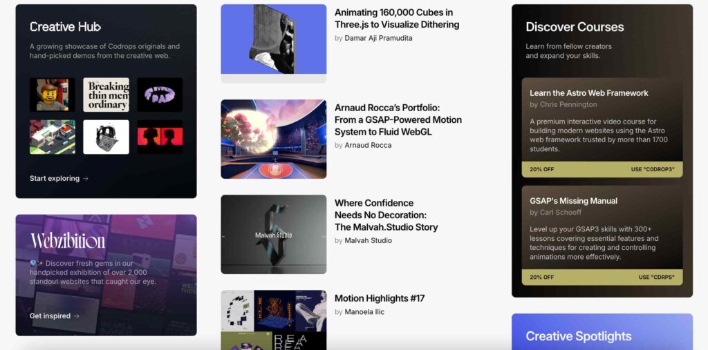 interactive websites for developers with Codrops UI experiments motion highlights