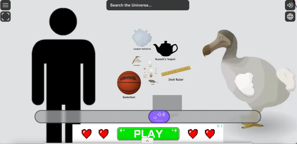 Scale of the universe from atoms to galaxies
Universe size comparison from smallest to largest
Visual scale of the observable universe