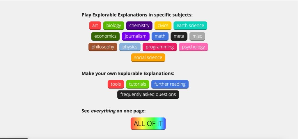 Explorabl.es interactive learning websites example to learn complex ideas visually websites