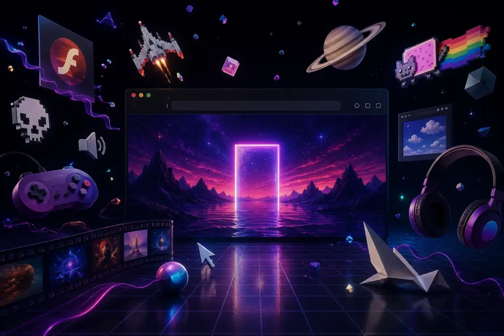 flash websites retro design with old internet aesthetic and interactive web elements websites