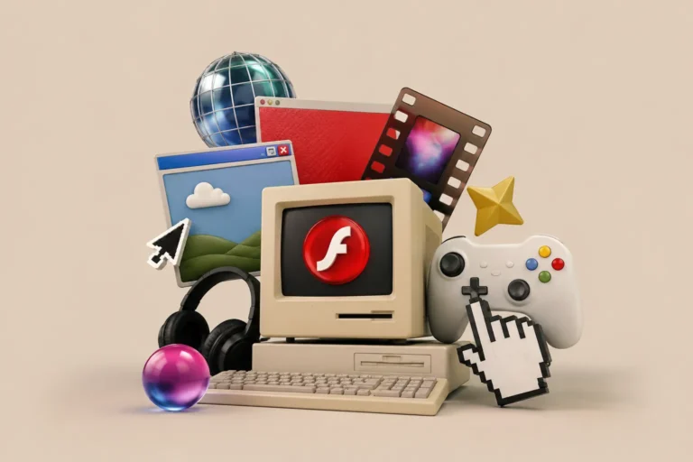 old internet websites inspired by flash animation and nostalgic web design style