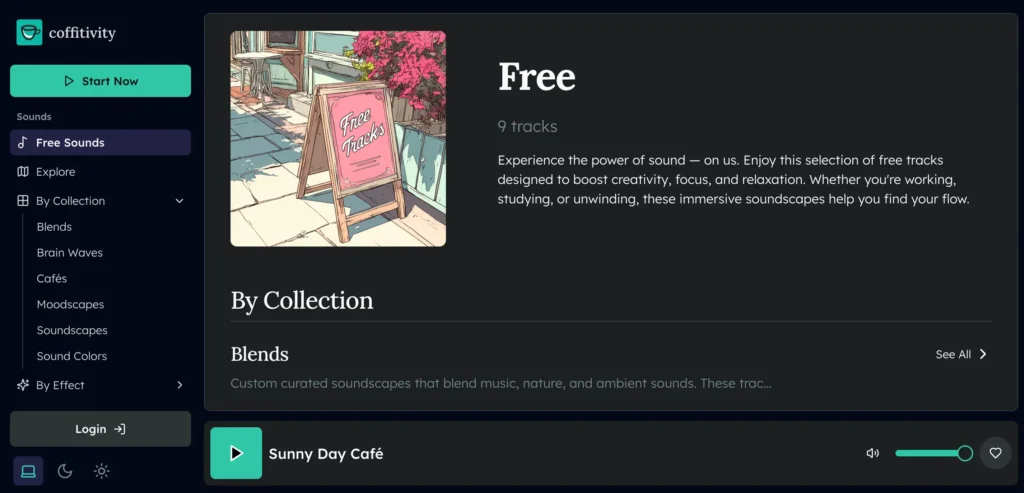 Coffitivity ambient cafe noise website designed to recreate the sounds of coffee shops for focus and creativity
