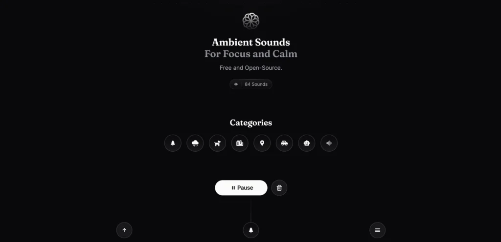 Moodist ambient soundscape generator website with customizable nature, urban, and environmental sounds