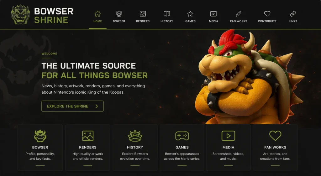 Fan Shrines: What They Are, How They’re Built, and Where to Find Them Today 2Fan Shrines: What They Are, How They’re Built, and Where to Find Them Today interactive website example fan shrine website homepage showing character navigation and fan sections