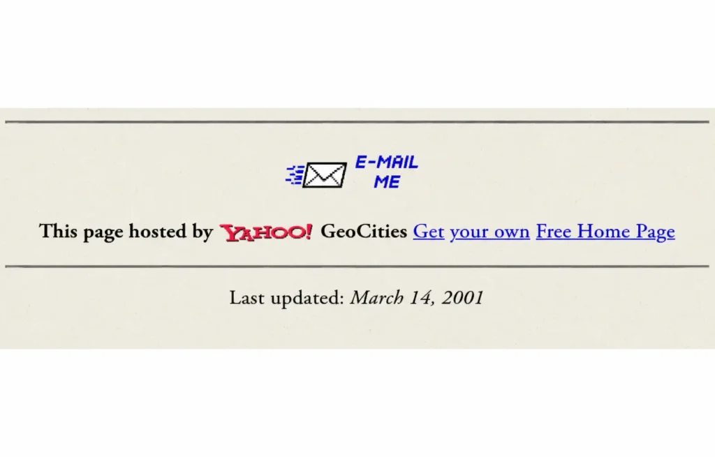 Last Updated website footer from the early 2000s and 2020s.