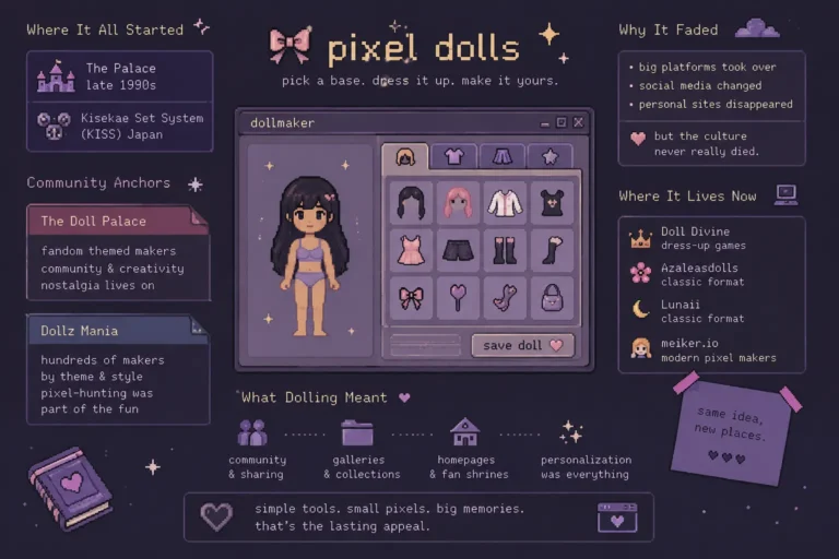 dollmaker websites and pixel dolls from early web culture