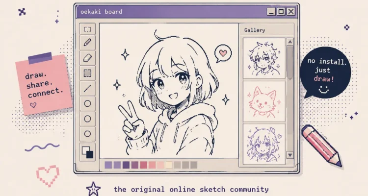 oekaki boards with a retro browser drawing canvas and online art gallery