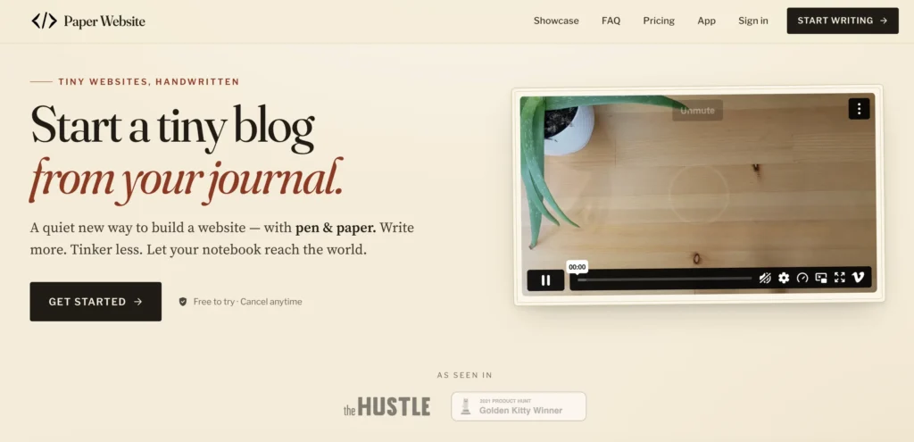 Paper Website showcasing a handmade web project