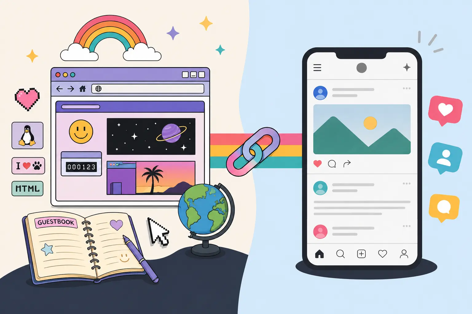 web culture from personal homepages and webrings to modern social platforms