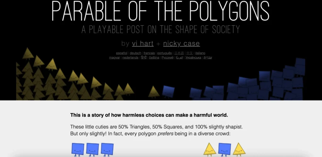 interactive polygons website showing social segregation games